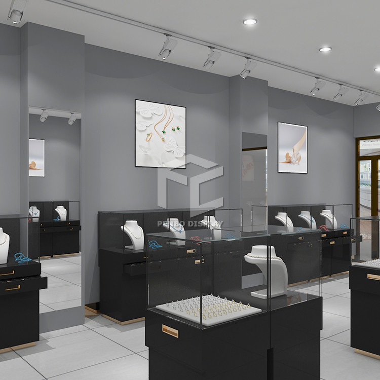 Display Showcase For Jewelry Shop Furniture MDF 20mm Thick Monomer Design