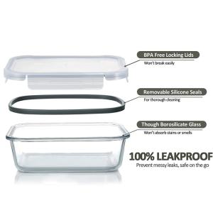 4-Lock Custom Glass Food Container with Back to School Design and Oven Safe High