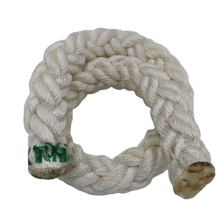 White Dacron 8 Strand Polyester Rope Marine Mooring Rope