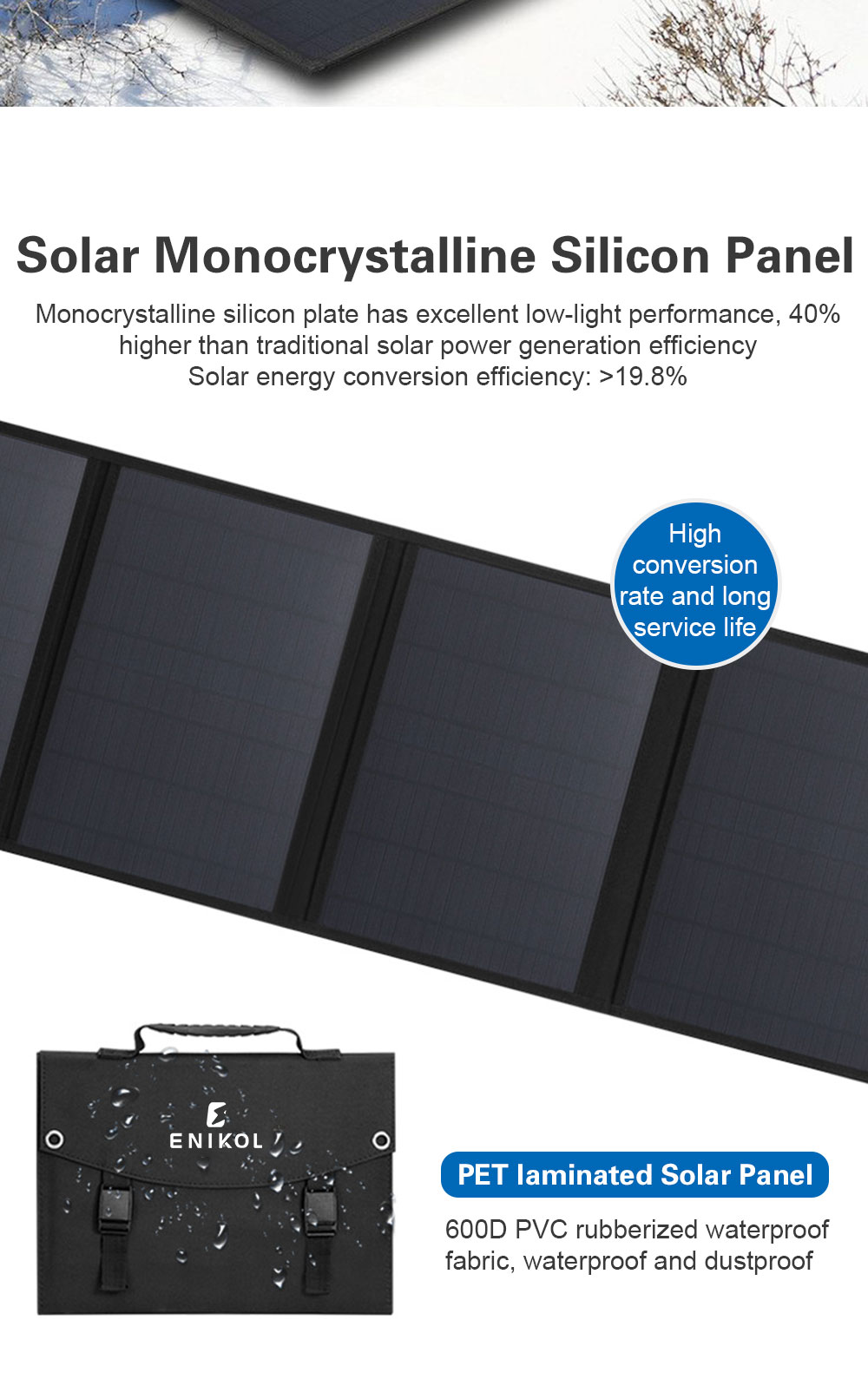 Outdoor Photovoltaic Foldable Solar Panels High Power 30W 40W 60W 80W 100W 120W 200W