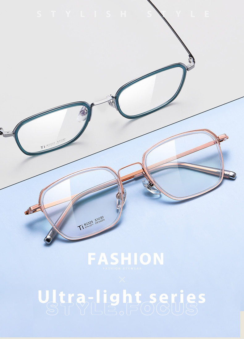 Acetate Titanium Rectangular Rimmed Glasses CE With Interchangeable Lenses