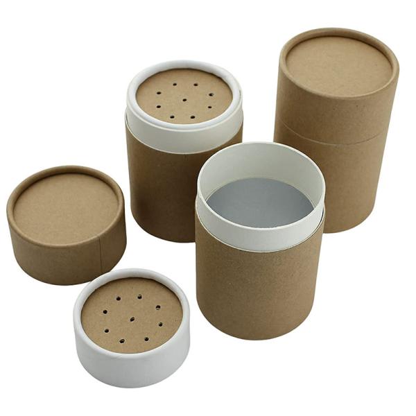 Eco Friendly Cardboard Tube Box Container Salt Shaker / Spice Tube With Paper