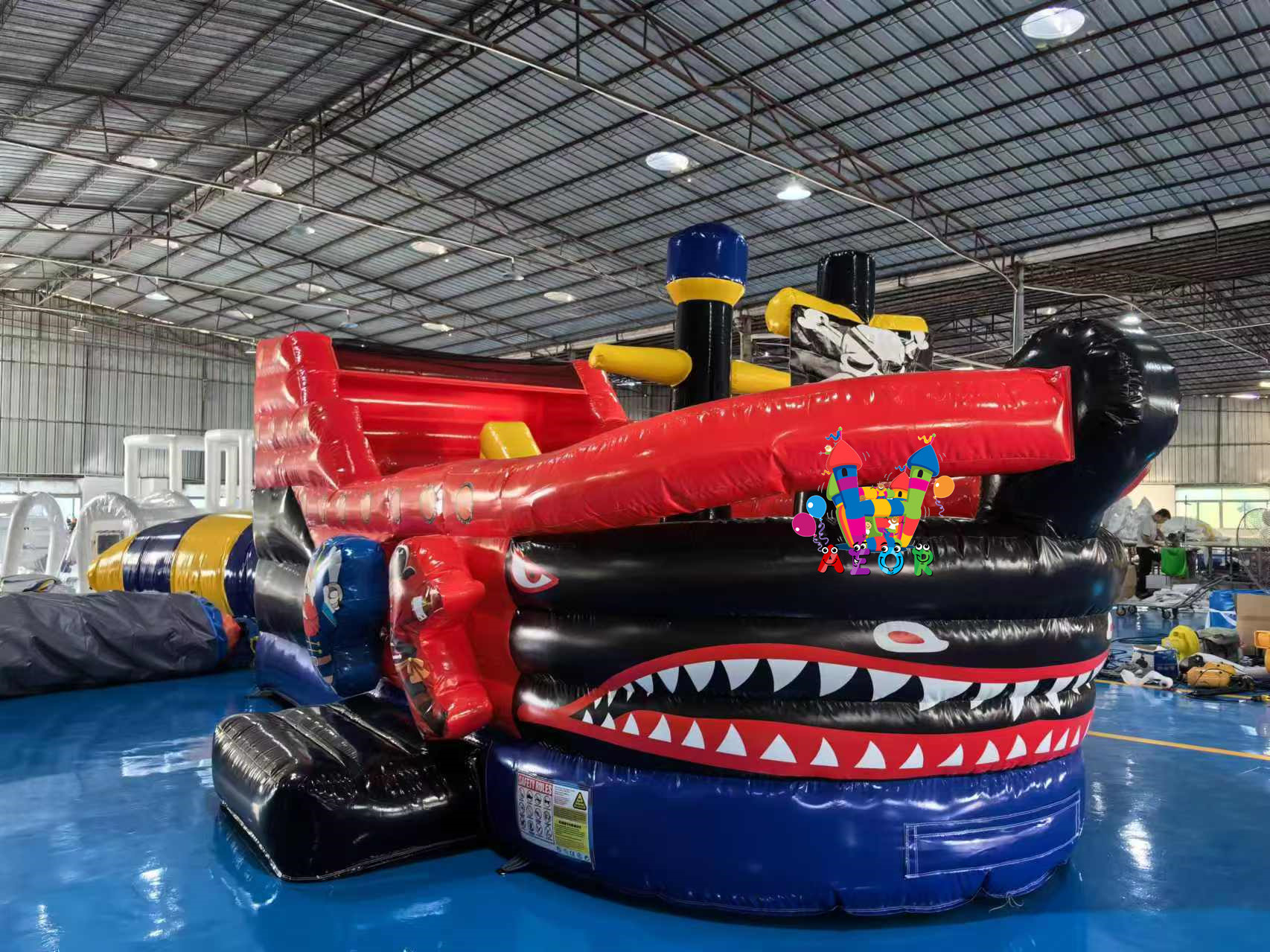 6.7x3.7m Custom PVC Outdoor Inflatable Fun City Cartoon Theme Bouncer Jumping Bouncy Castle With Dry Slide