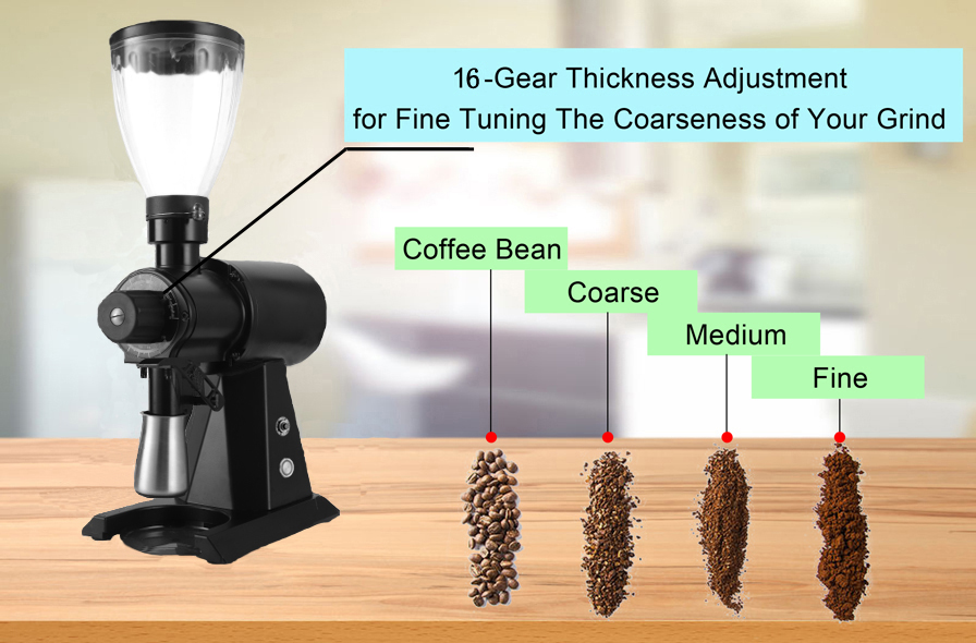 Electric Coffee Bean Grinder with Cleaning Cycle and Rust-Resistant Aluminum Housing