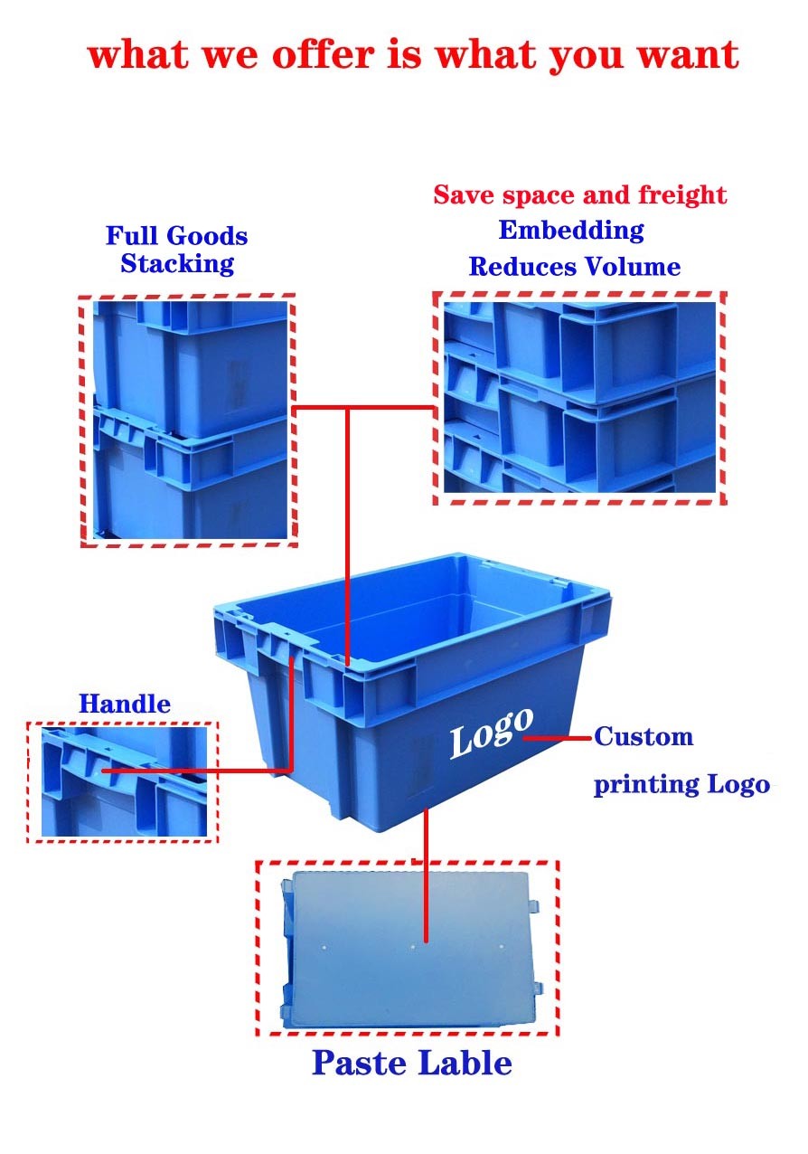 Two Color Turnover Nesting Crate Storage Box Container Stackable Logistics