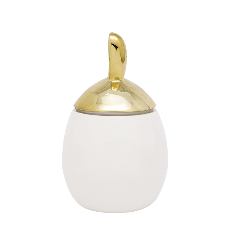 Latest Easter Rabbit Cookie Sugar Coffee Ceramic Storage Canister With 3D Golden Electroplated Lid