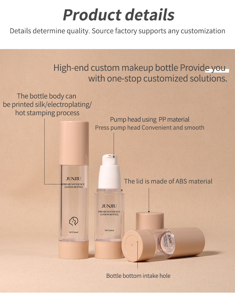 50ml Cosmetic Airless Pump Bottle Round Shape Dual Chamber Airless Bottle For Facial Cream Serum