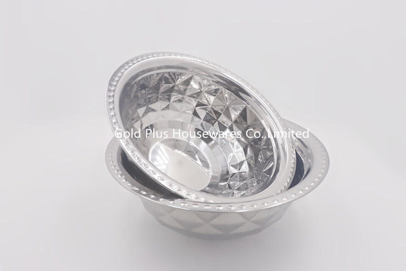 32cm Camping basin classic design stainless steel african storage basin cover basin with magnetic embossed pattern basin