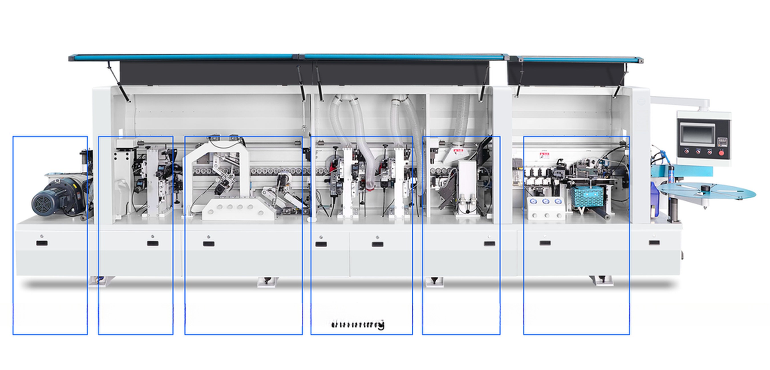 Automatic Pvc Edge Banding Machine With Double Trimming And Pre Milling Corner Trimming