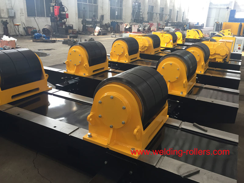 160T Welding Conventional Pipe Rollers Rotator With PU With Bolt Adjustment