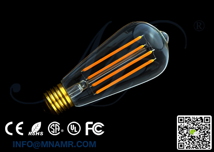 Good Quality ST58 Edison Bulb 4W E26 E27 B22 LED Glass Bulb 110v 120v 130v 220v 230v 240v Warm White Cold White