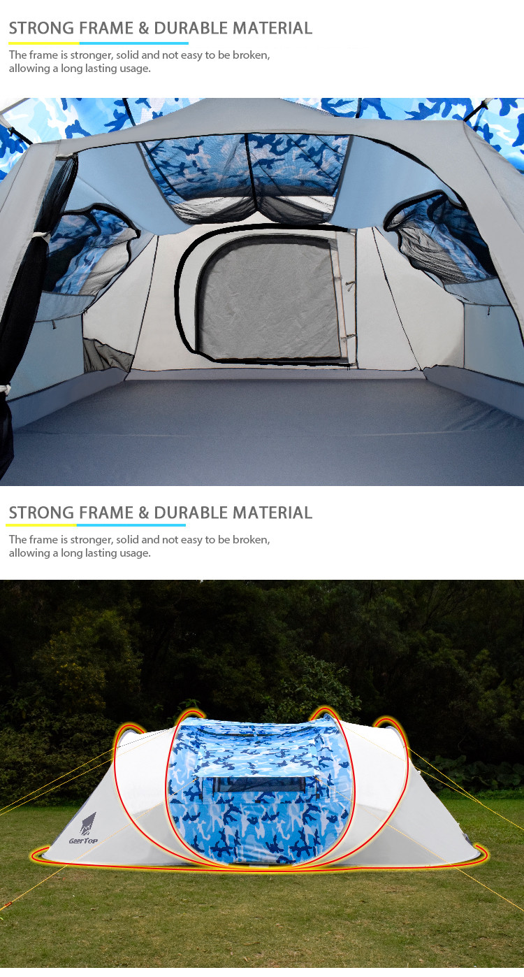 Camouflage 6 Person L360cm Pop Up Camping Tent