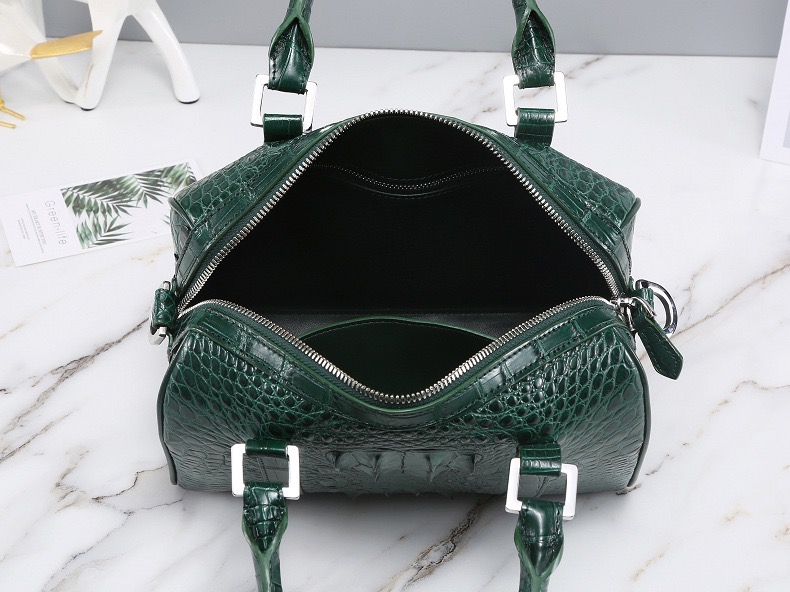 Fashion Lady Purse Genuine Crocodile Leather Women's Small Boston Bag Exotic Real Alligator Skin Female Zipper Handbag