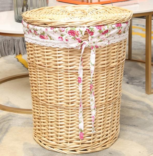 Cheap Storage Rattan Wicker Willow Laundry Basket With Lid Fashion Natural