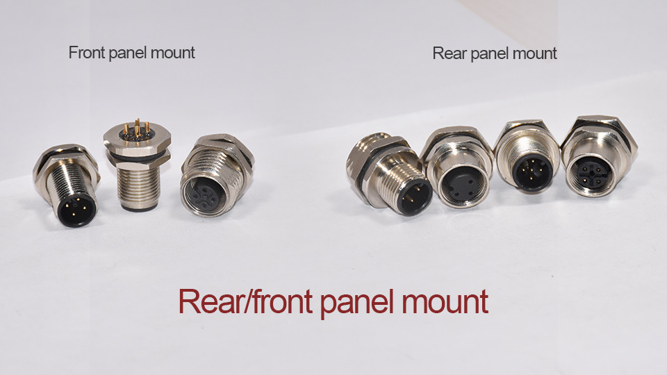 Industrial M12 3 - 17 Pin A B Code Sensor Solder Pcb Screw Thread M8 M12 Wall Mount Connector