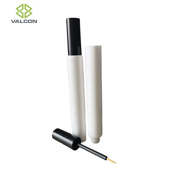 White Empty Lip Balm Tubes , Blank Plastic Squeeze Tubes Inside Lip Brush