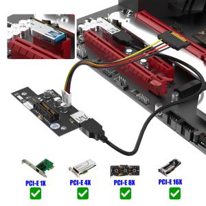 GPU PCI Express 1X To 1X / 4x / 8x / X16 Riser Card Extender With Magnetic Foot