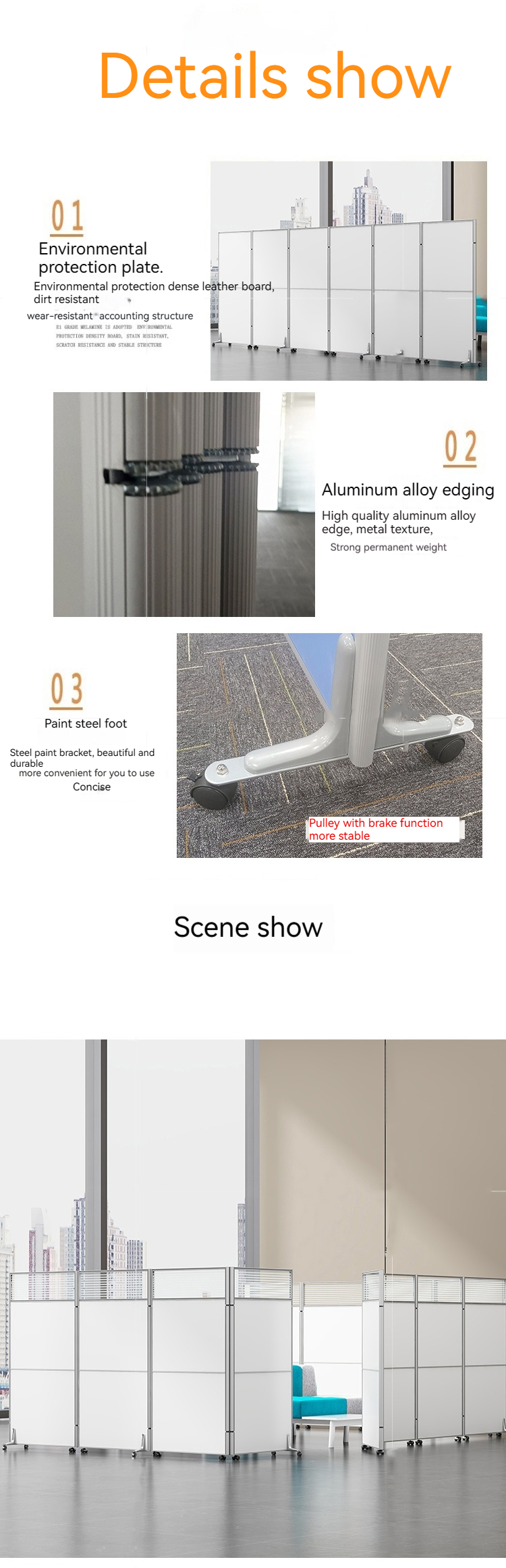 Park Functionality Wear-Resistant Folding Sliding Partition Wall for Customized Office