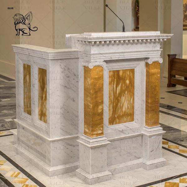 Marble Pulpit Table Natural Stone Carving Church Papal podium Western Style