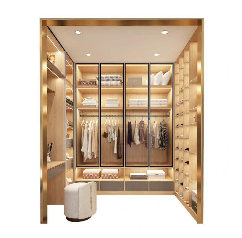 6ft By 6ft High End Walk In Closet Design Shoe Cabinet Glass Door Cloakroom