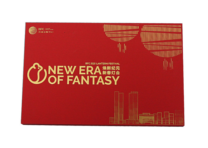 Cardboard Lift Off Lid Box Red Gold / Silver Hot Stamping Surface