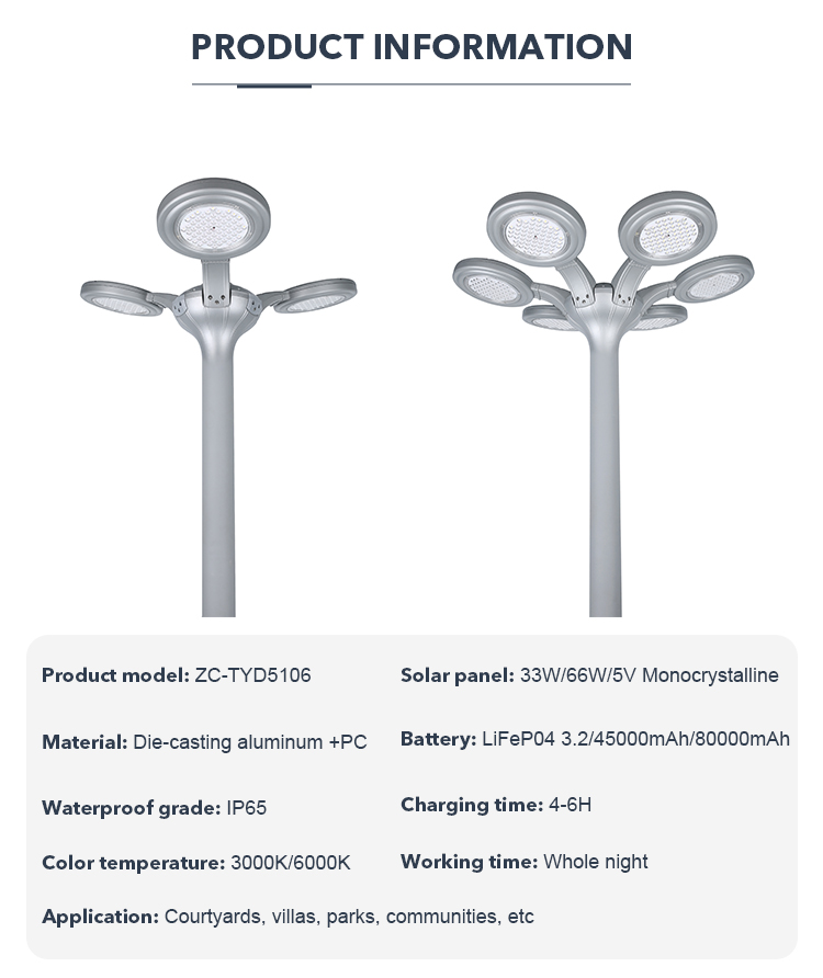 Die Casting Aluminum Outdoor Garden Solar Light with 3 lights IP65 Waterproof