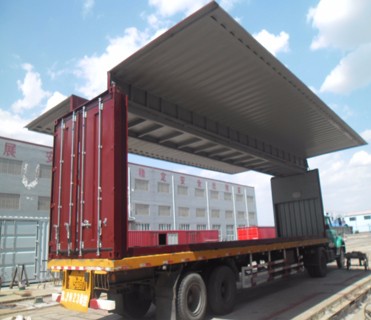 40 Foot Wing Flying Open Side Door Shipping Container with Electric Hydraulic Cylinder CSC Plate and 76.4 CBM Capacity