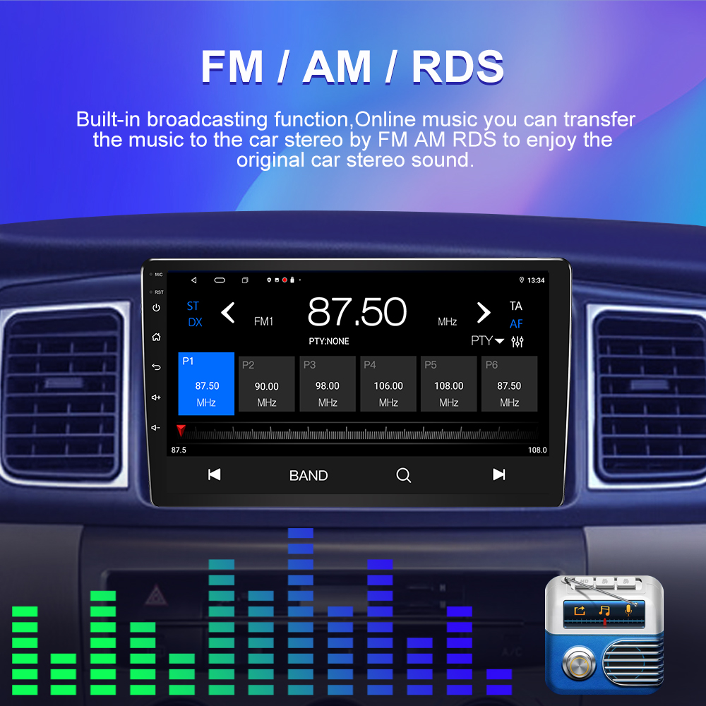 Work Steering Wheel Control 9inch Double 1din Car Radio with HD Touch Screen and WiFi