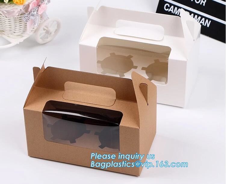 Wholesale custom Paper Cookies packing Cake Box with PVC window,Wholesale Plastic Square Birthday Wedding Packaging Clea