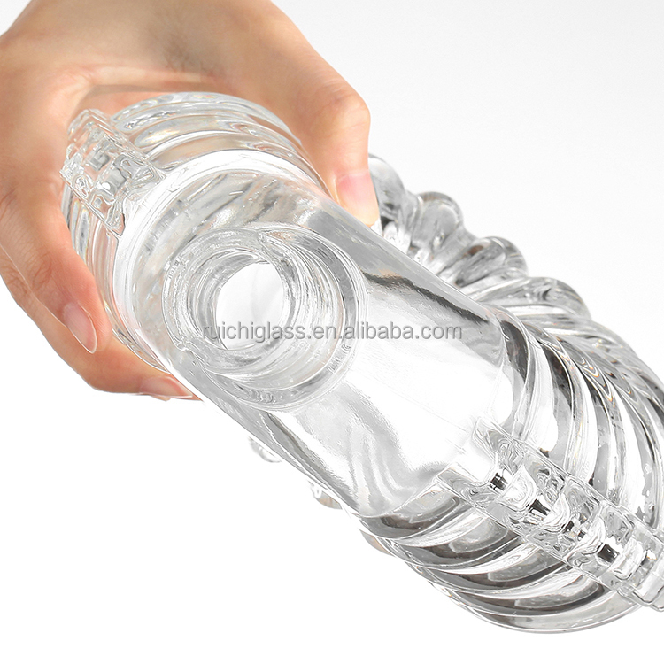 1L Glass Whiskey Bottle with Cork Custom Make and Super Flint Glass