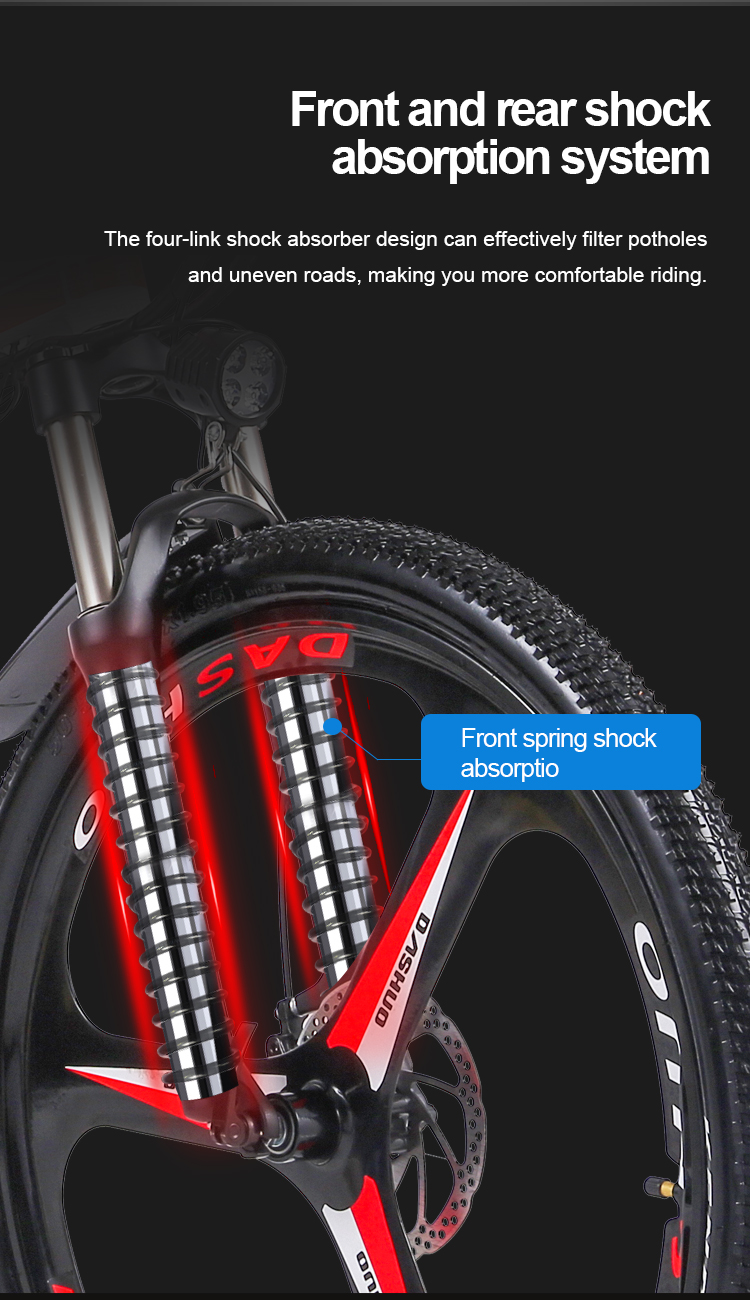12.8AH Lithium Battery Full Suspension 48V 350W Aluminium Alloy Electric Mountain Bicycle