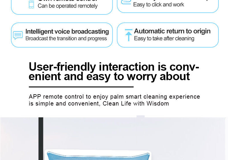 Household Smart Home Cleaning Appliance with Dual Water Spray Function and 500mAn Battery