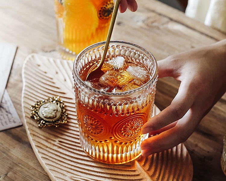 Embossed Crystal Sun Flower Shape Coffee Water Glasses