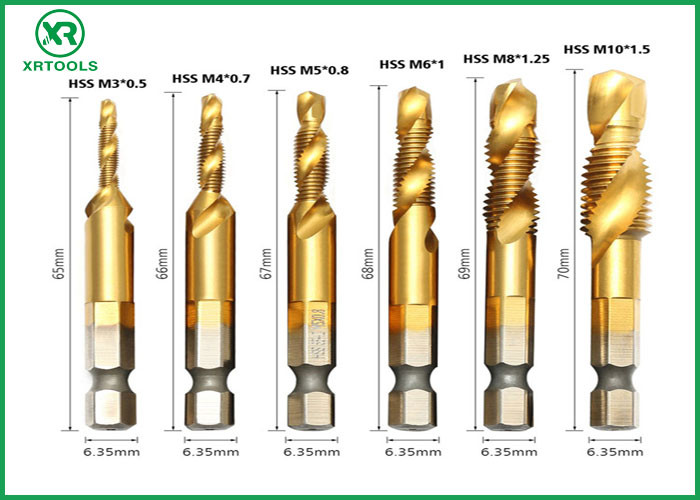 6Pcs Machine Use HSS Combination Drill And Taps Set ,Hss Machine Taps And Drill Sets