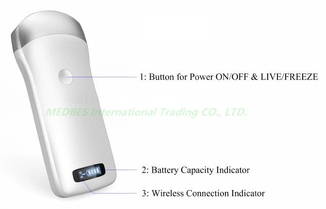 Ipad connecting Wireless Convex Probe Ultrasound Scanner with built-in battery