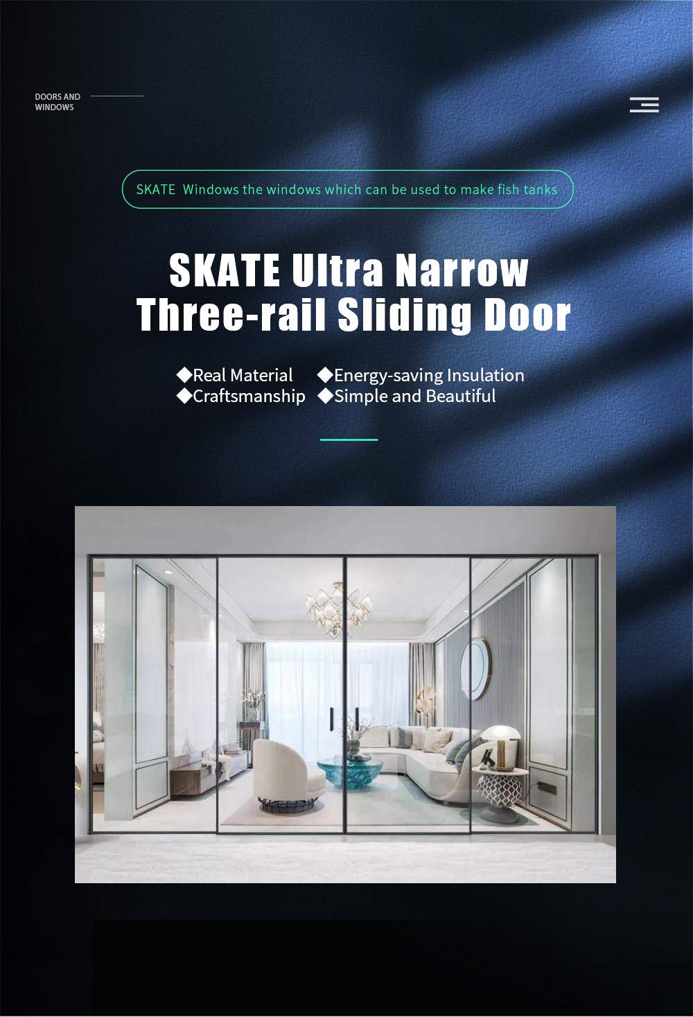 European Style Thermal Break Aluminum Sliding Glass Doors with Triplex Glass Upgrade