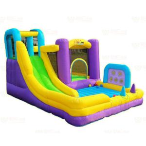  Polyester Oxford Inflatable Purple Yellow Blue Slide With Toss Play Manufactures