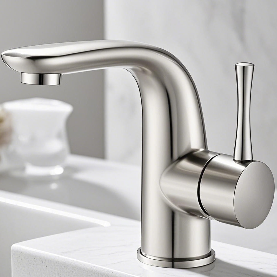 Silver 304 Stainless Steel Basin Taps Single Hole Single Handle