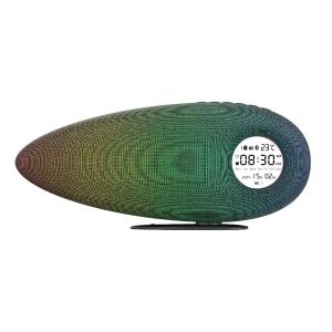 SM-2402 Model Shark Tooth Shaped Wireless Clock with Colorful Lights and Fabric