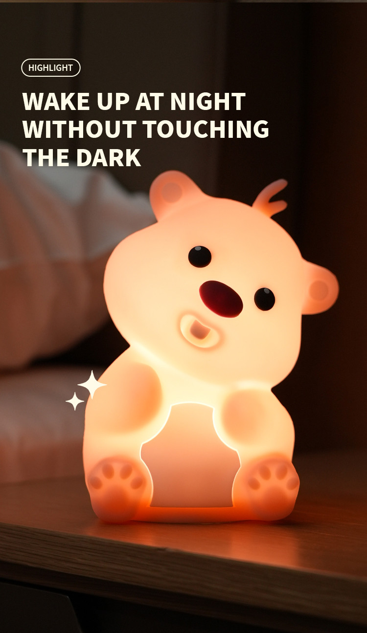 Creative Festive Decorative Silicone Night Light LED Pat Sleeping Atmosphere Toy Children's Day Christmas Gift Power Switch
