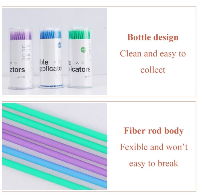 Plastic Micro Brushes Cotton Swab Applicators Tube Glue Removal Lashes Graft Tools