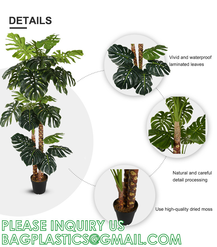 Artificial Monstera Deliciosa Plant, 5ft Potted Faux Tree with 15 Verdant Fake Leaves, Swiss Cheese Plant for Home