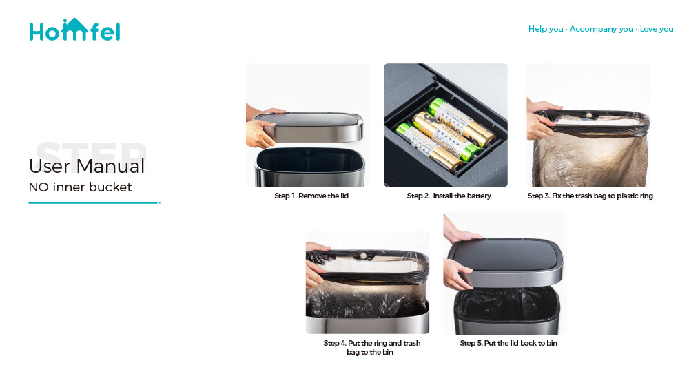 Home Stainless Steel Garbage Bin with Automatic Sensor and Batteries Required Customized Smart Trash Bin