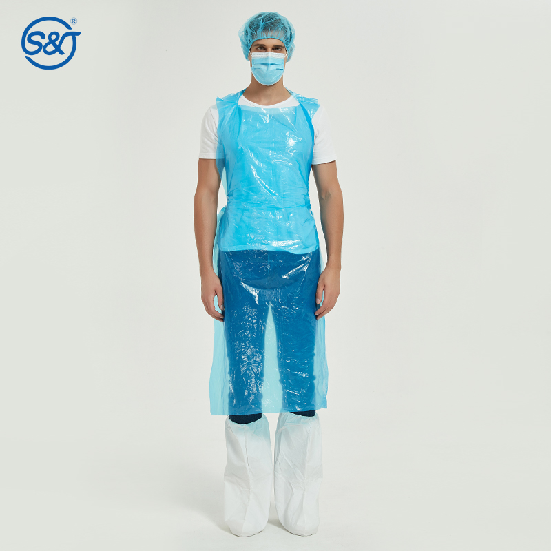 S&J Biodegradable Disposable Aprons 4Color Pe Apron,Waterproof Cooking Aprons,Restaurant Apron for Food Industry Painting Art
