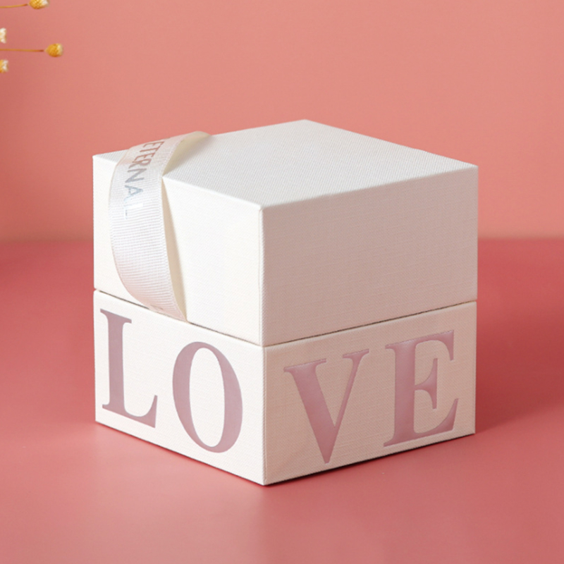 Portable Xmas Packaging Boxes Paper Lid for Valentines Gift 10x10x10