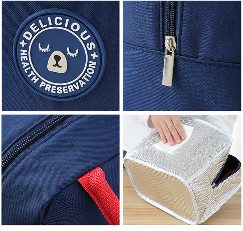 Adult 600D Polyester Aluminium Foil Thermal Tote Lunch Bag