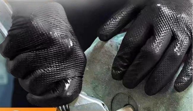 8.0gr Nitrile Protective Disposable Gloves Diamond Pattern Disposable Safety Gloves