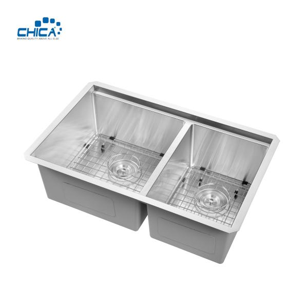 carton pallet double bowl SUS304 corner sink commercial stainless steel sink