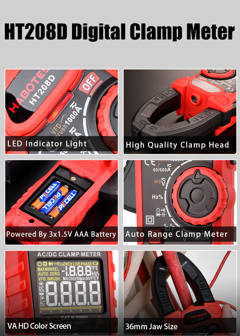 1000V 1000A 6000 Counts Digital Multimeter Clamp Meter