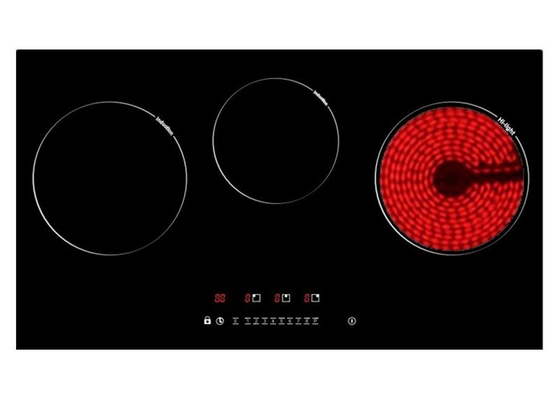 750X430mm 5KW Electric Induction & Ceramic Hob With 3 Burner